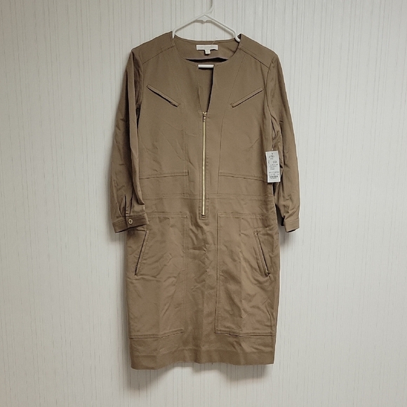 Etcetera Tan Karlie Dress Sz 6 New Sample Set With Tags. Long Sleeve Knee Length - Picture 1 of 7